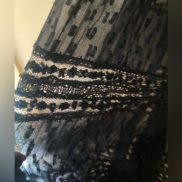 Rococo Sand x REVOLVE Selene Blouse in Black peasant sleeve beaded sheer top new - Picture 8 of 13